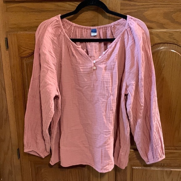 Old Navy Pink Long Sleeve Blouse - Picture 1 of 4